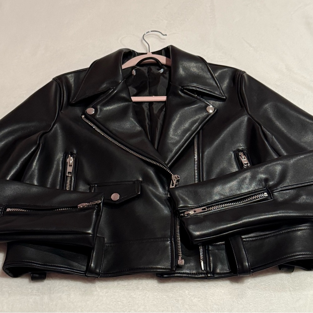 Zara Black Leather Biker Jacket